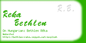 reka bethlen business card